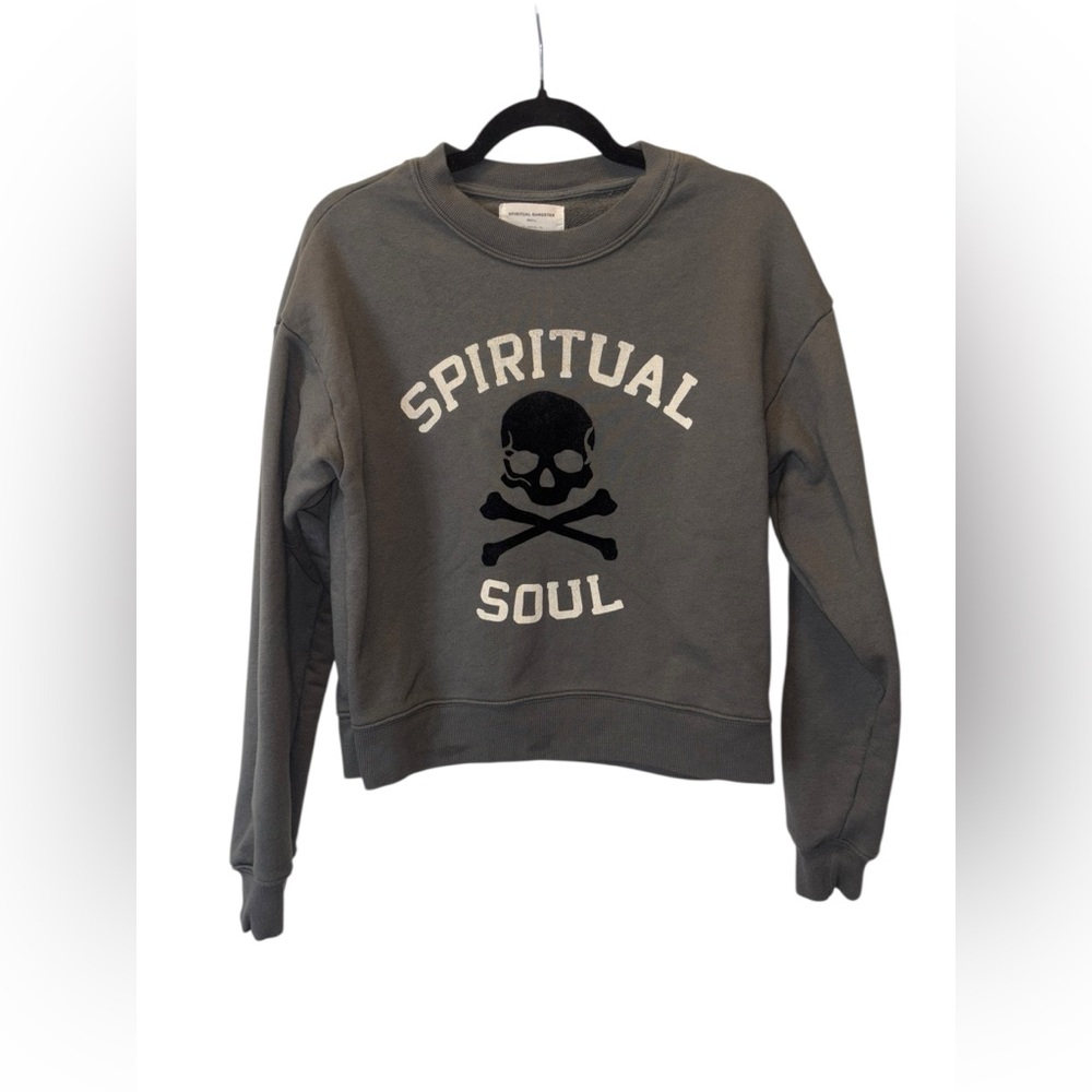 SPIRITUAL GANGSTER Skull Black Crew Neck Sweatshirt Women’s Size Small - Picture 4 of 10